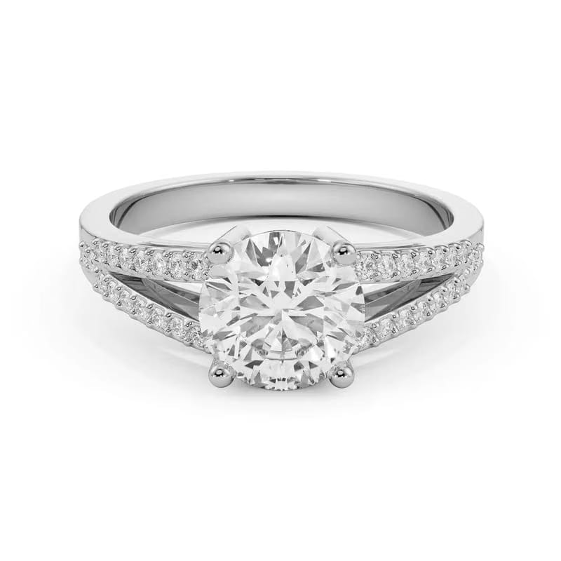 Pave Round Lab Diamond Engagement Ring