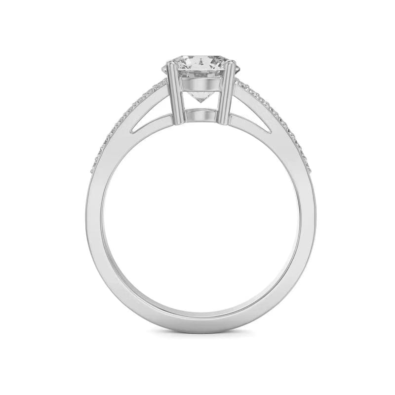 Pave Round Lab Diamond Engagement Ring