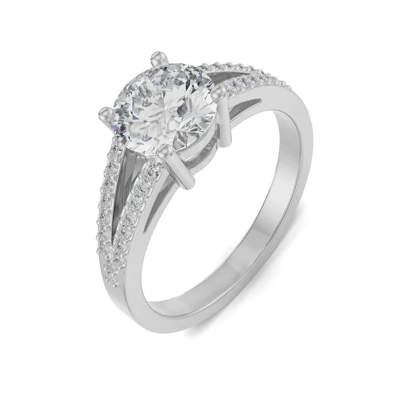 Pave Round Lab Diamond Engagement Ring 9KT