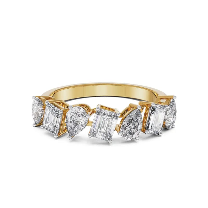 Pear and Emerald Lab Grown Diamond Band