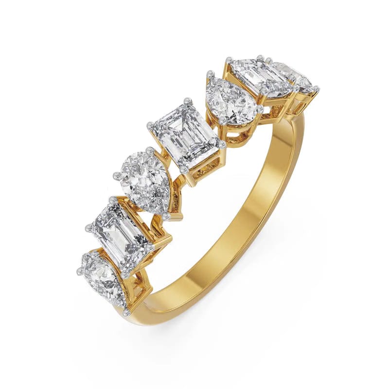 Pear and Emerald Lab Grown Diamond Band 9KT