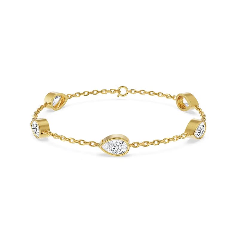 Pear Bezel Tennis Lab Grown Diamond Bracelet 9KT