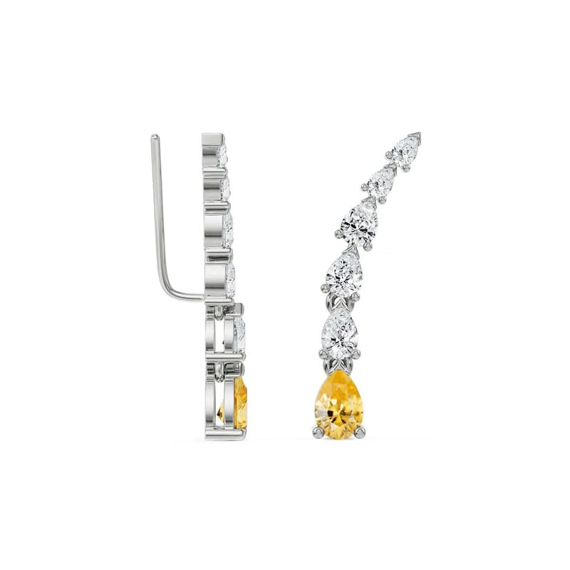 Pear Cut Lab Grown Diamond Ear Climbers