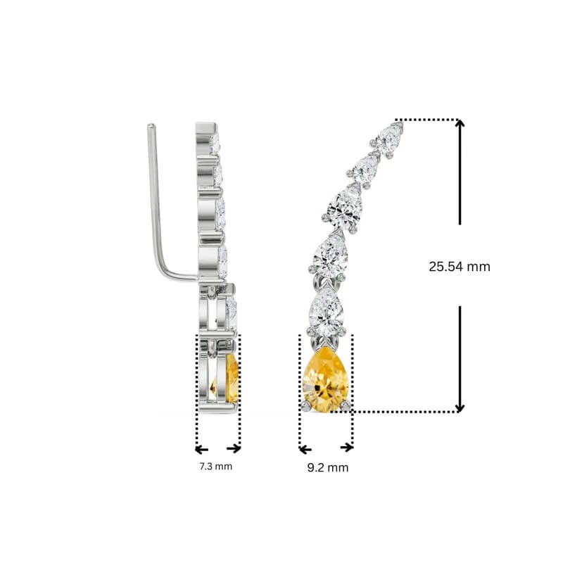 Pear Cut Lab Grown Diamond Ear Climbers