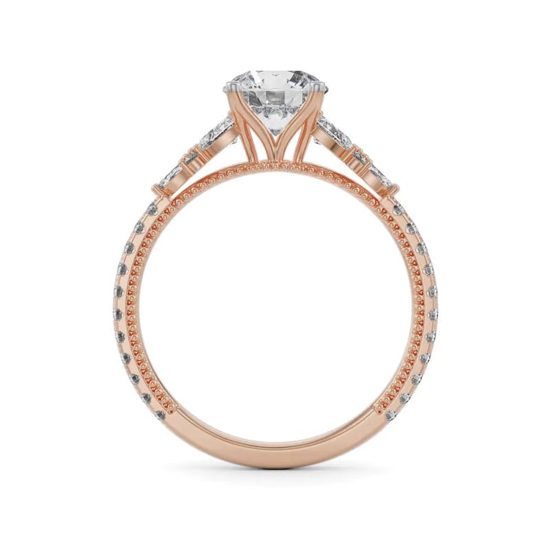 Pear Cut Sidestone Lab Grown Diamond Ring