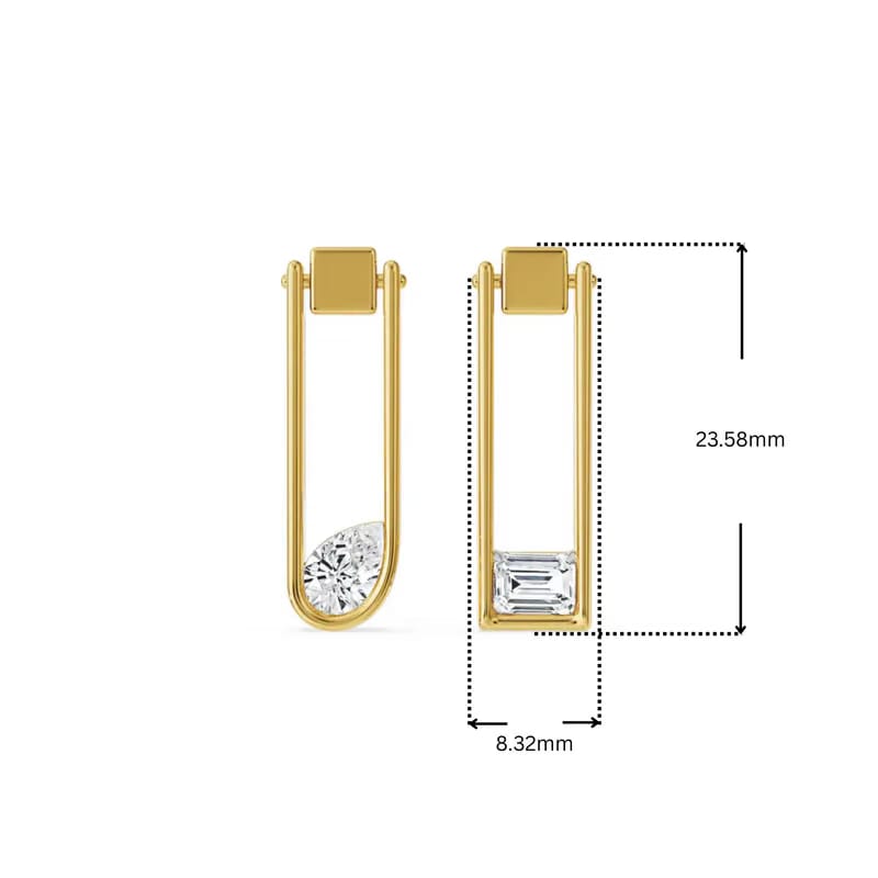 Pear Emerald Clip Lab Grown Diamond Earrings_in_stock