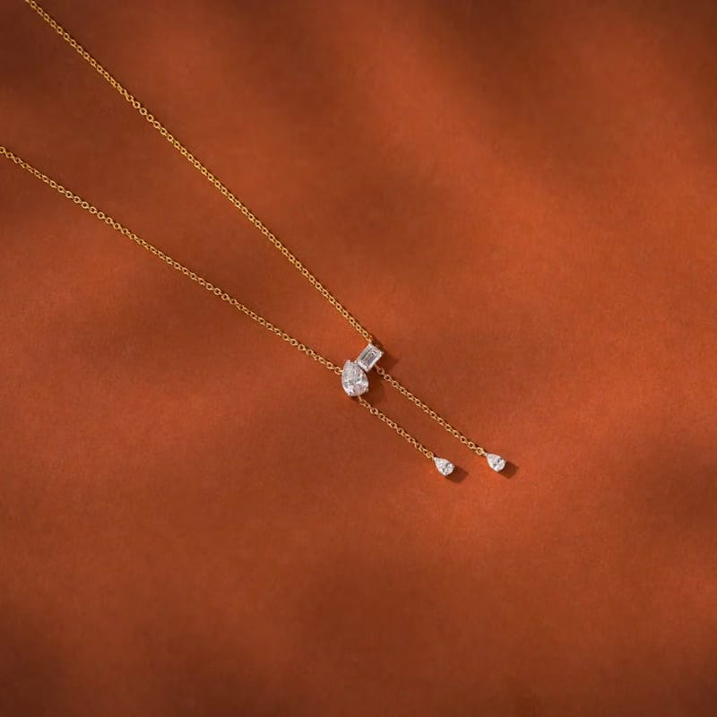 Pear Emerald Lab Grown Diamond Drop Necklace