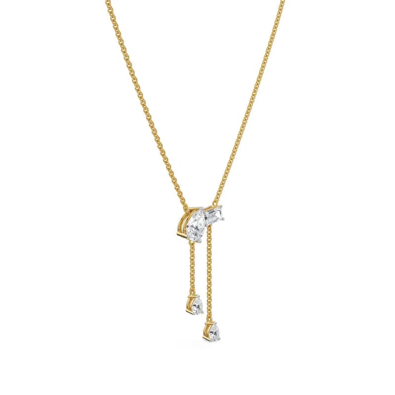 Pear Emerald Lab Grown Diamond Drop Necklace