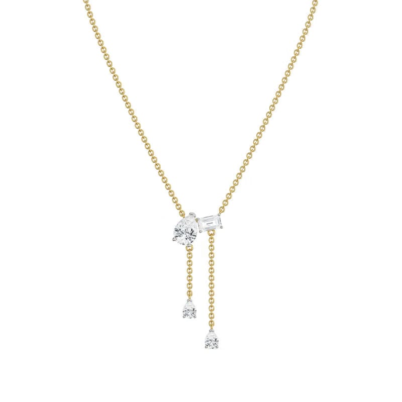 Pear Emerald Lab Grown Diamond Drop Necklace 9KT