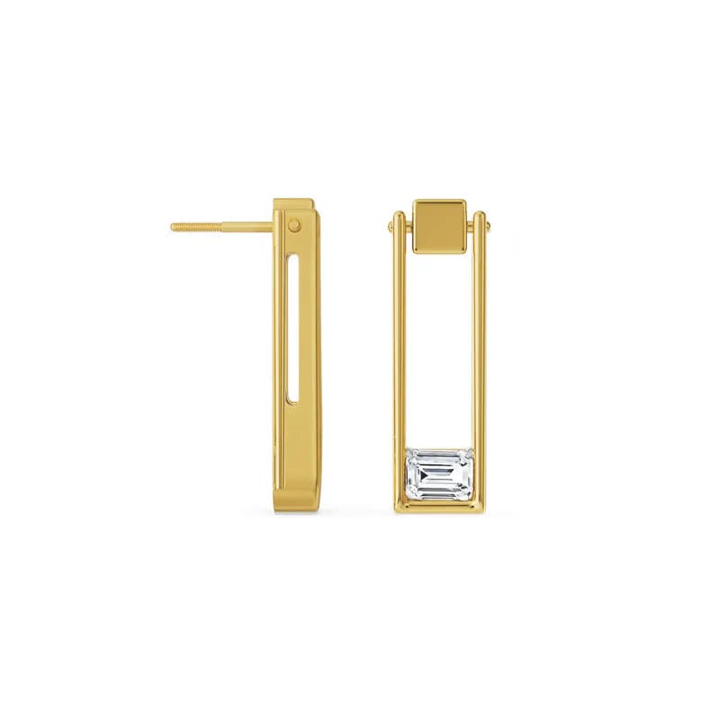 Pear Emerald Paper Clip Lab Grown Diamond Earrings