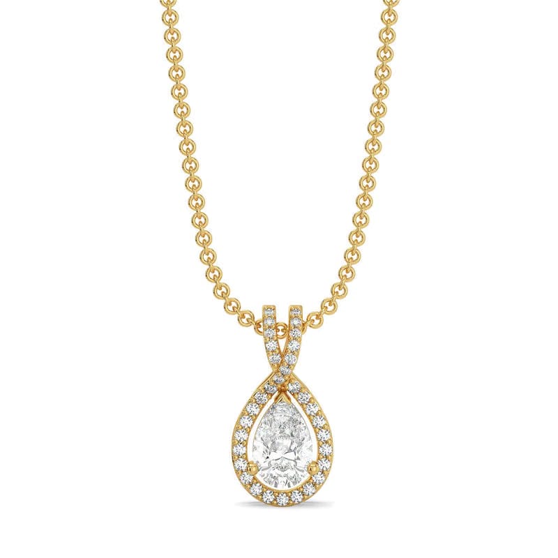 Pear Halo Lab Grown Diamond Solitaire Pendant
