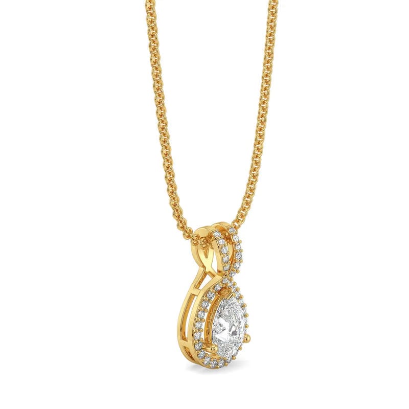 Pear Halo Lab Grown Diamond Solitaire Pendant
