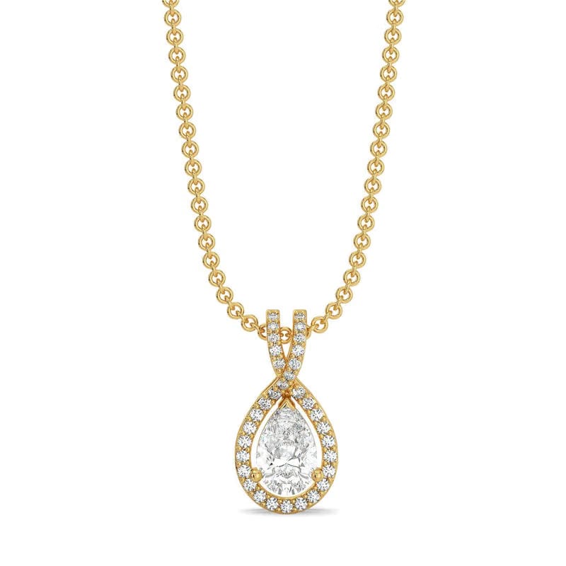 Pear Halo Lab Grown Diamond Solitaire Pendant 9KT