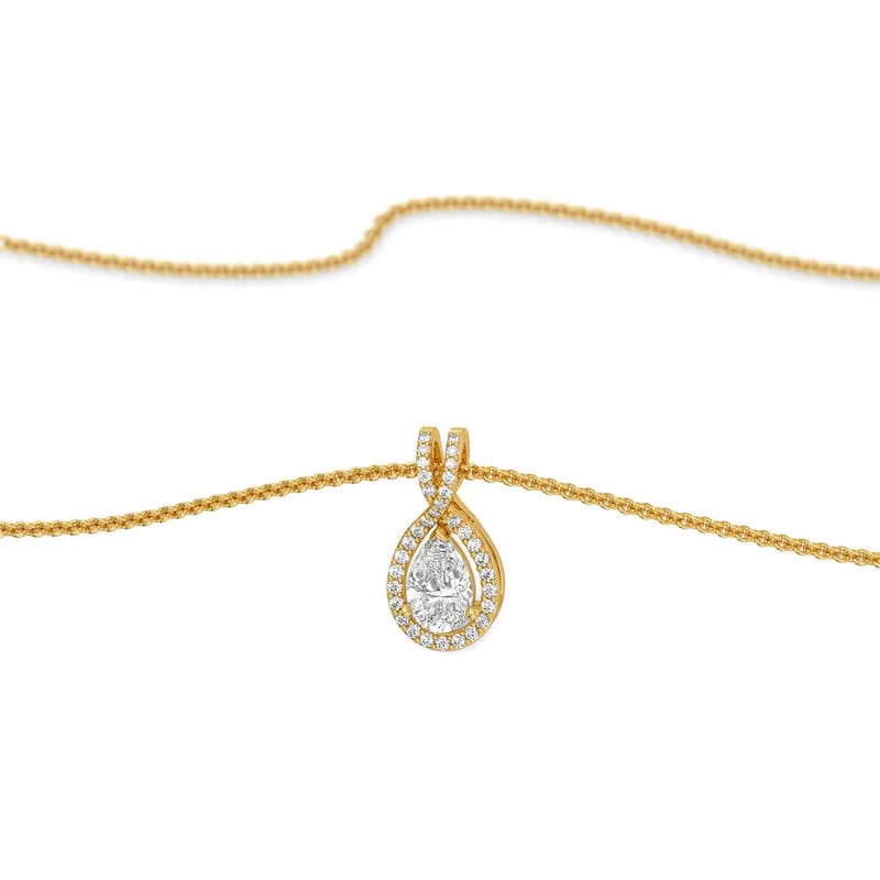 Pear Halo Lab Grown Diamond Solitaire Pendant 9KT