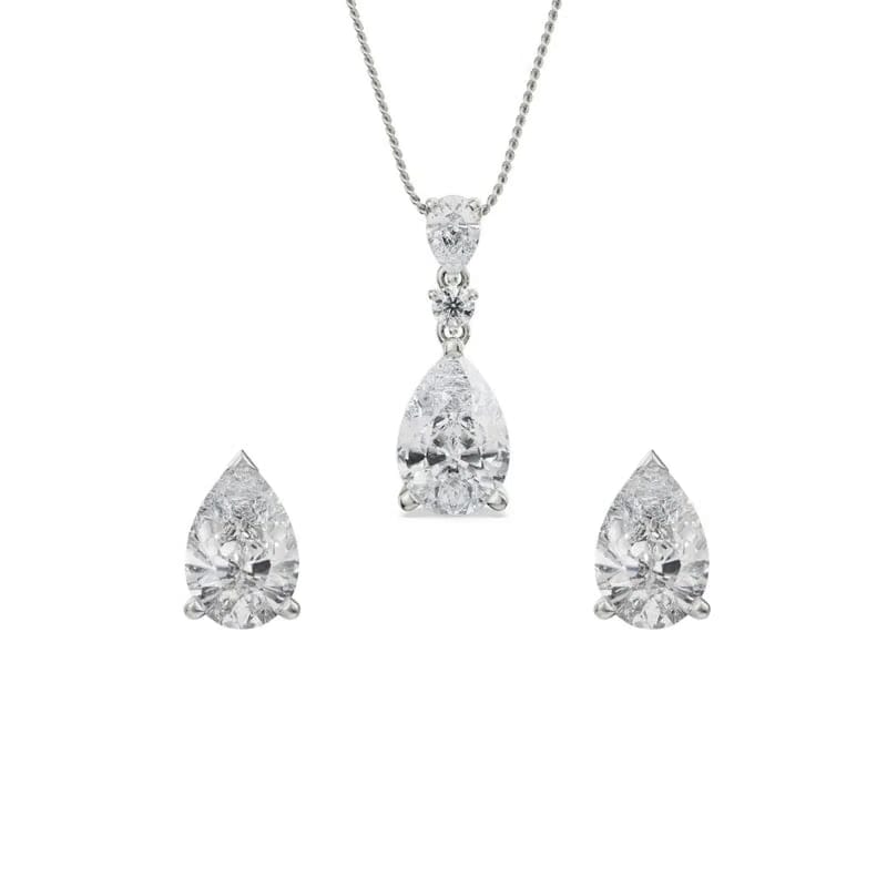 Pear Lab Grown Diamond Pendant Set 9KT
