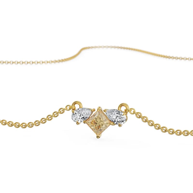 Pear Square Lab Grown Diamond Necklace 9KT