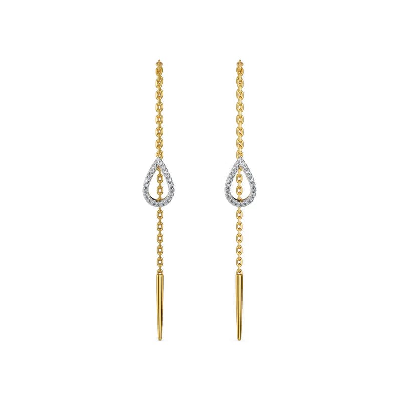 Pear Sui Dhaga Lab Grown Diamond Earrings