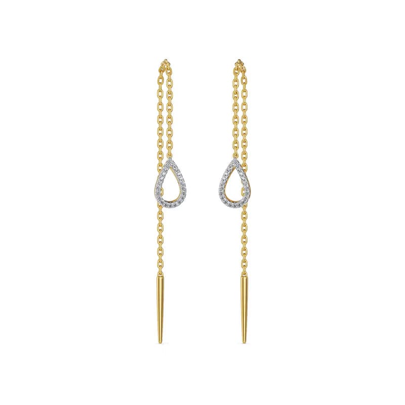 Pear Sui Dhaga Lab Grown Diamond Earrings