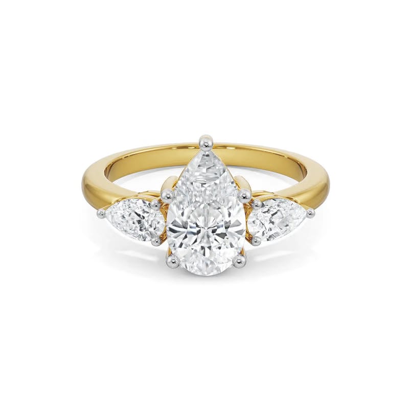 Pear Tri Solitaire Lab Grown Diamond Ring
