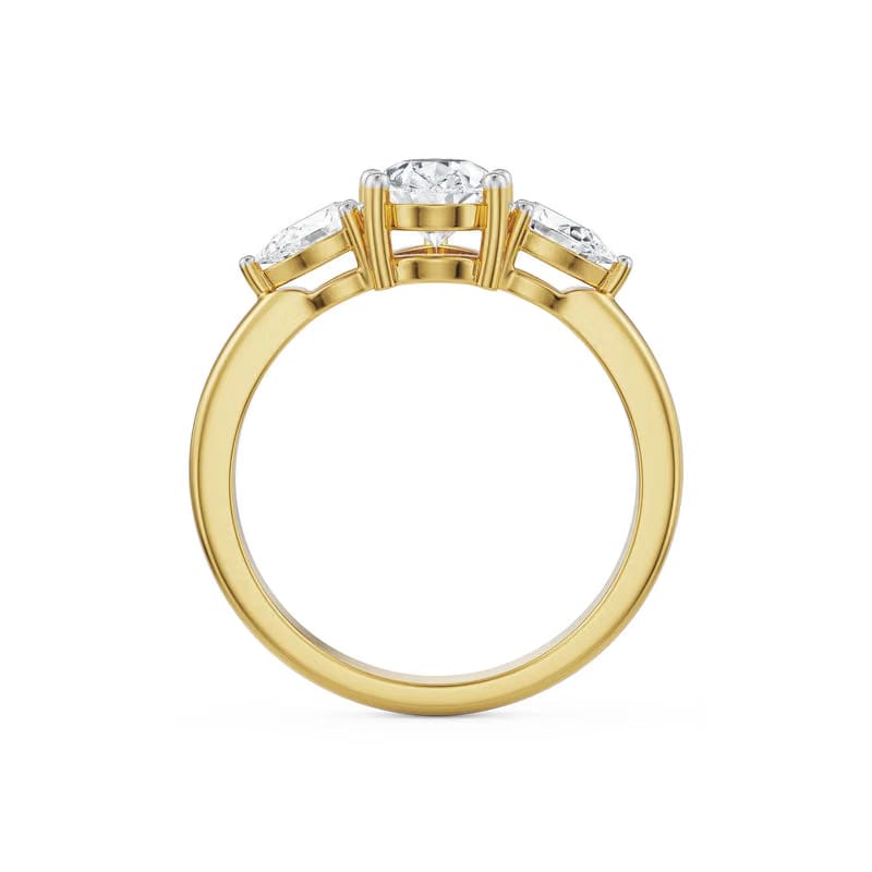 Pear Tri Solitaire Lab Grown Diamond Ring 9KT