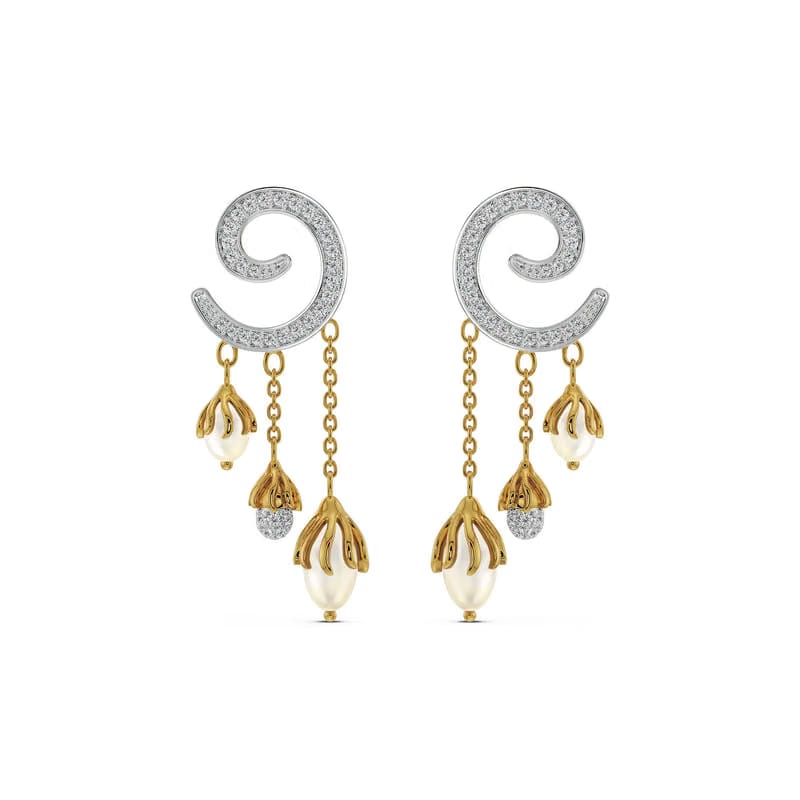 Pearl Drop Lab Grown Diamond Earrings