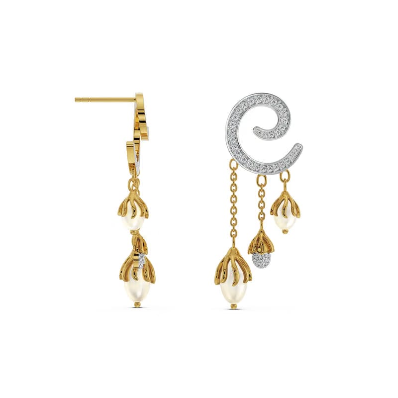 Pearl Drop Lab Grown Diamond Earrings