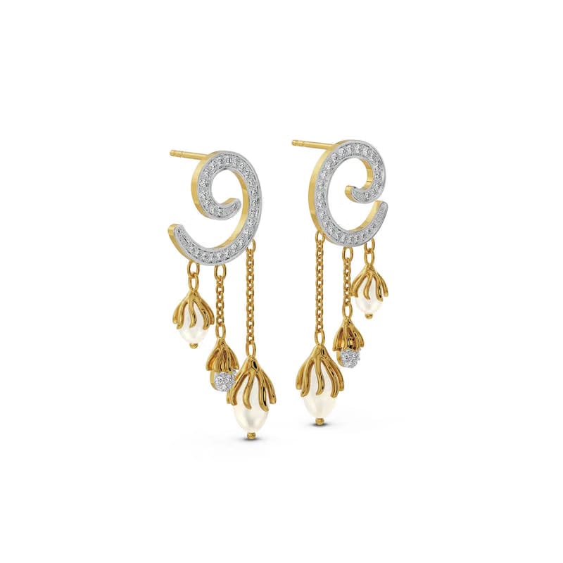 Pearl Drop Lab Grown Diamond Earrings