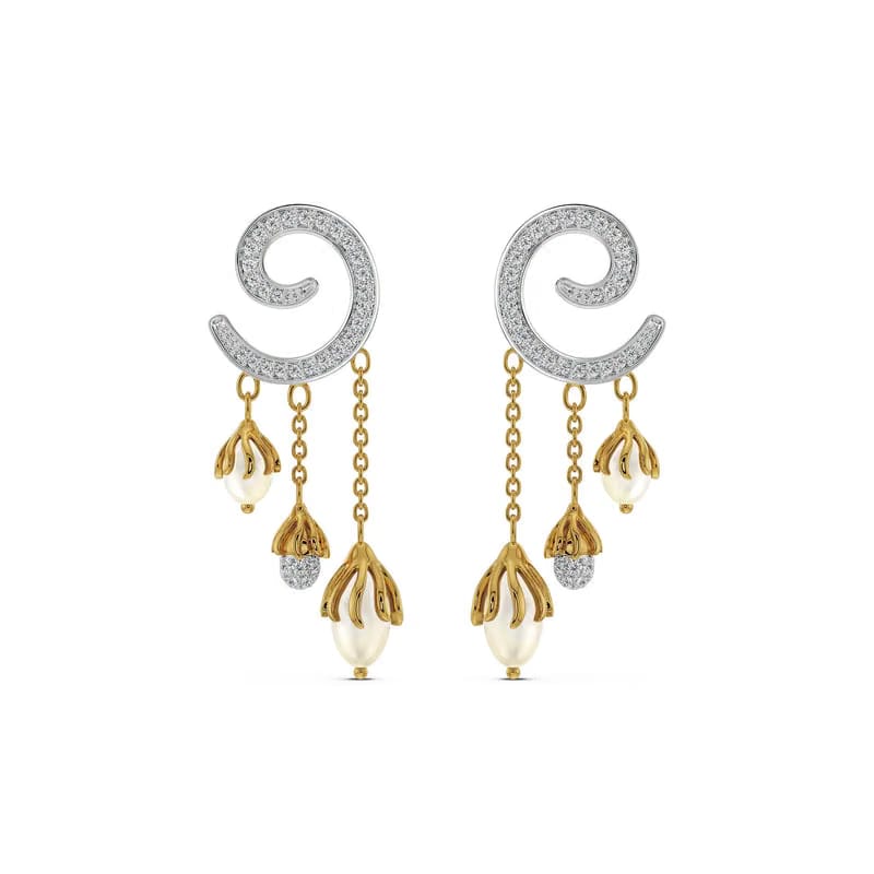 Pearl Drop Lab Grown Diamond Earrings 9KT