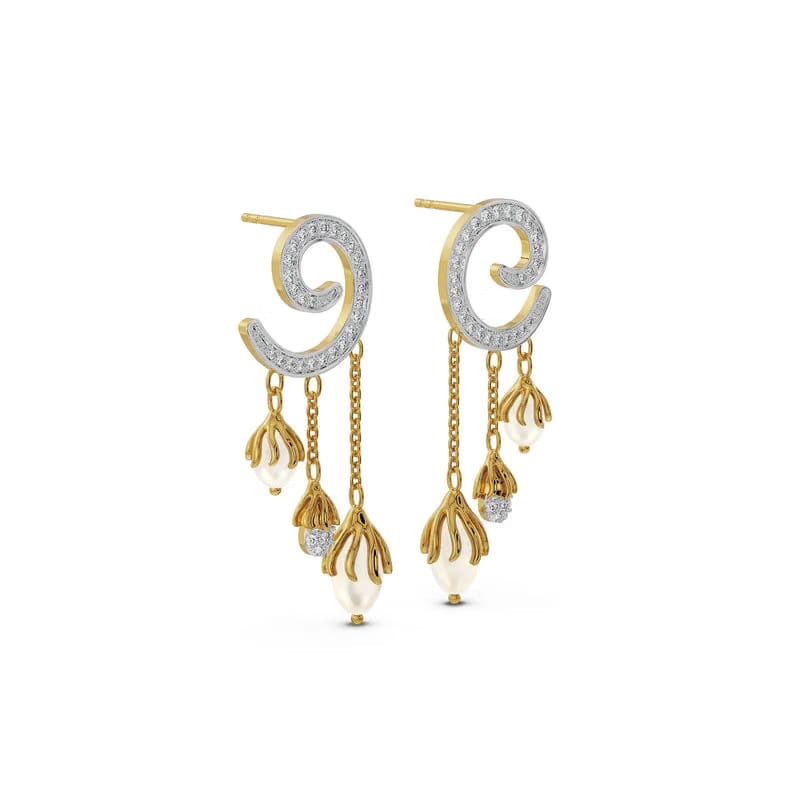 Pearl Drop Lab Grown Diamond Earrings 9KT