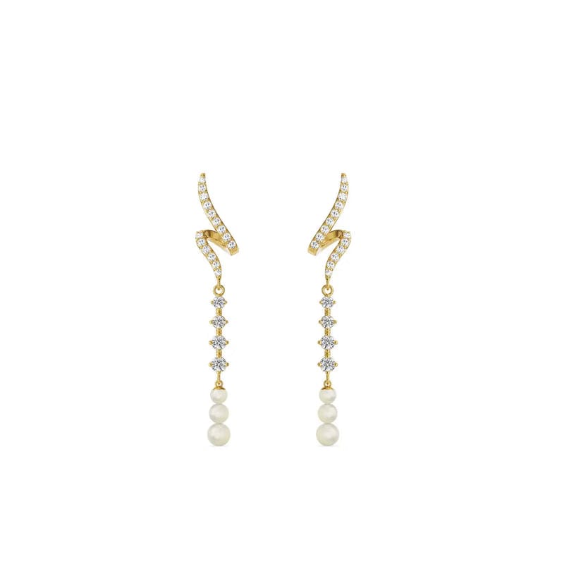 Pearl Teardrop Lab Grown Diamond Earrings