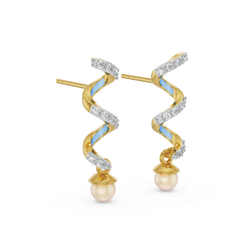 Pearl Teardrop Lab Grown Diamond Earrings
