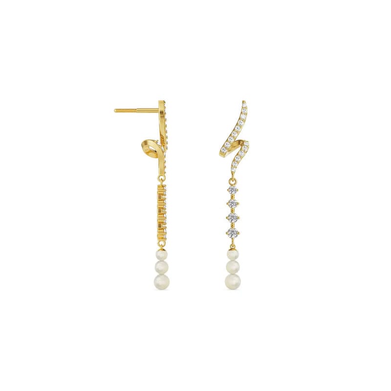 Pearl Teardrop Lab Grown Diamond Earrings 9KT