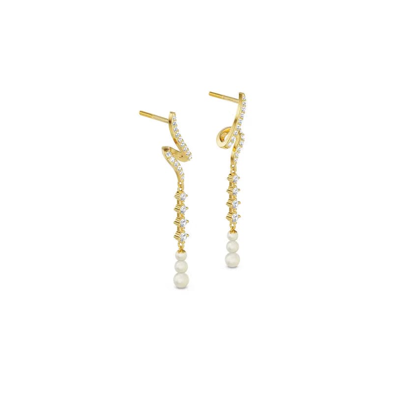 Pearl Teardrop Lab Grown Diamond Earrings 9KT