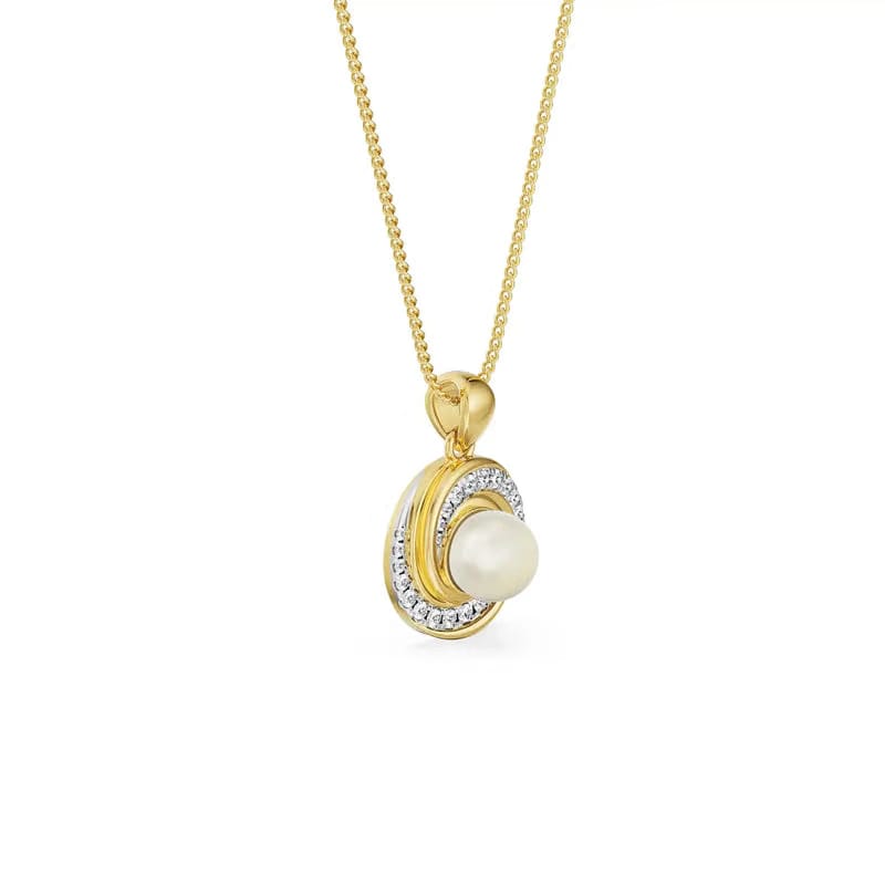 Pearly Swirly Lab Grown Diamond Pendant 9KT