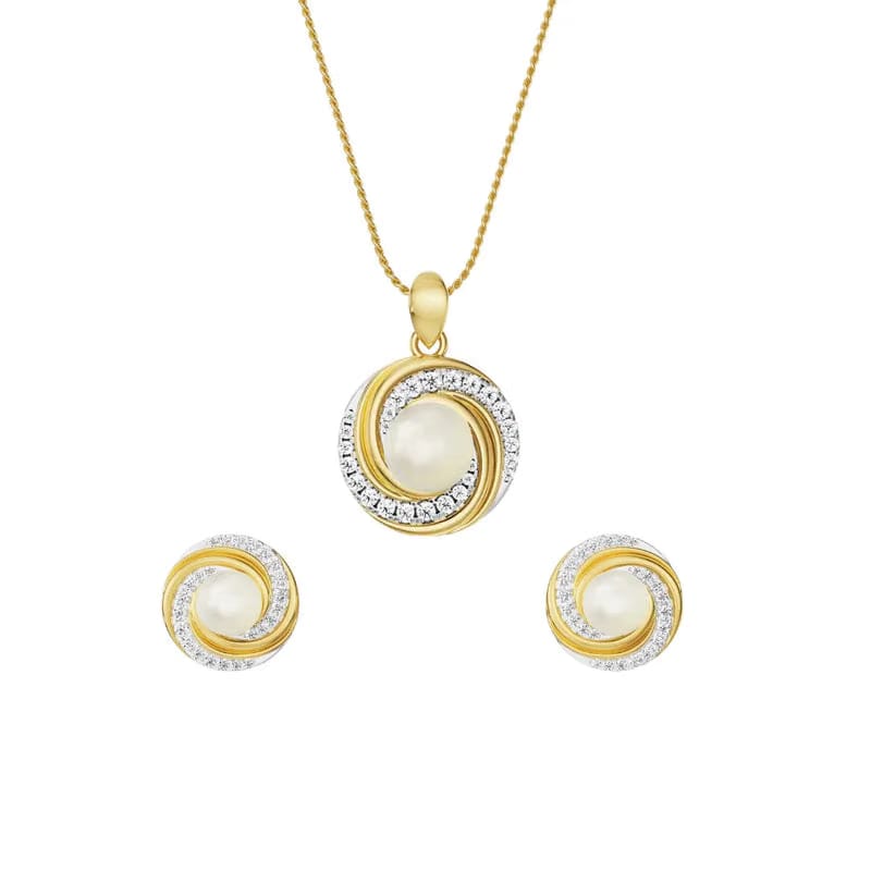 Pearly Swirly Lab Grown Diamond Pendant Set