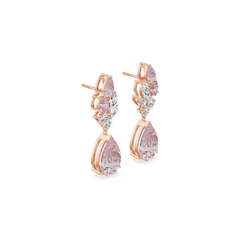 Pink Gemstone Lab Diamond Drop Earrings_in_stock