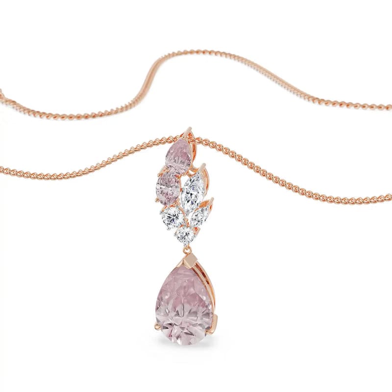 Pink Sapphire Lab Diamond Drop Pendant