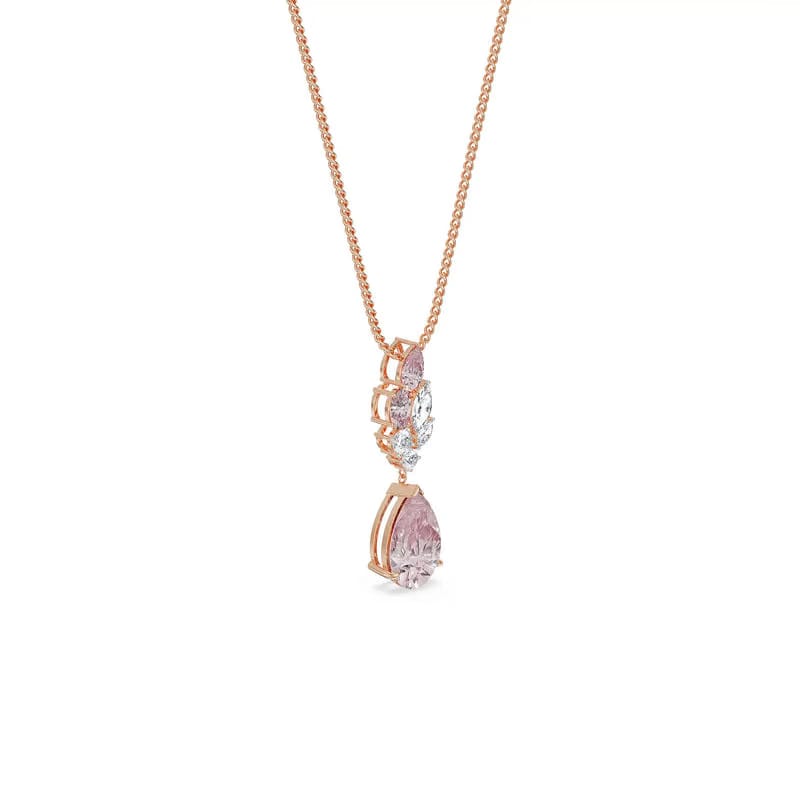 Pink Sapphire Lab Diamond Drop Pendant