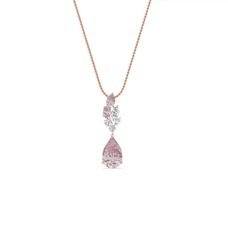 Pink Sapphire Lab Diamond Drop Pendant