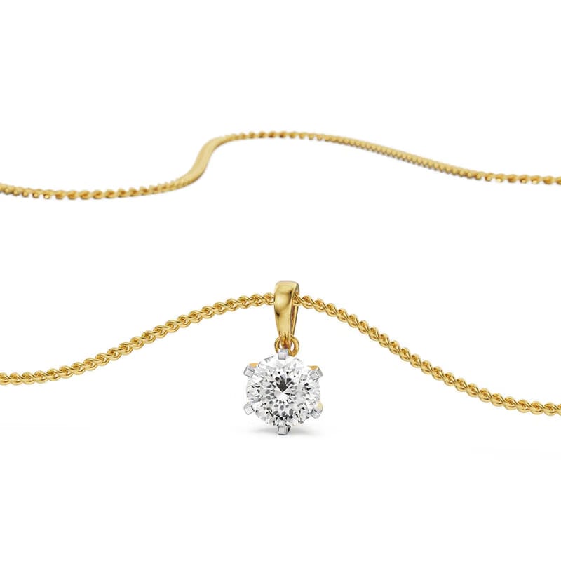 Portuguese Cut Solitaire Lab Grown Diamond Pendant 9KT