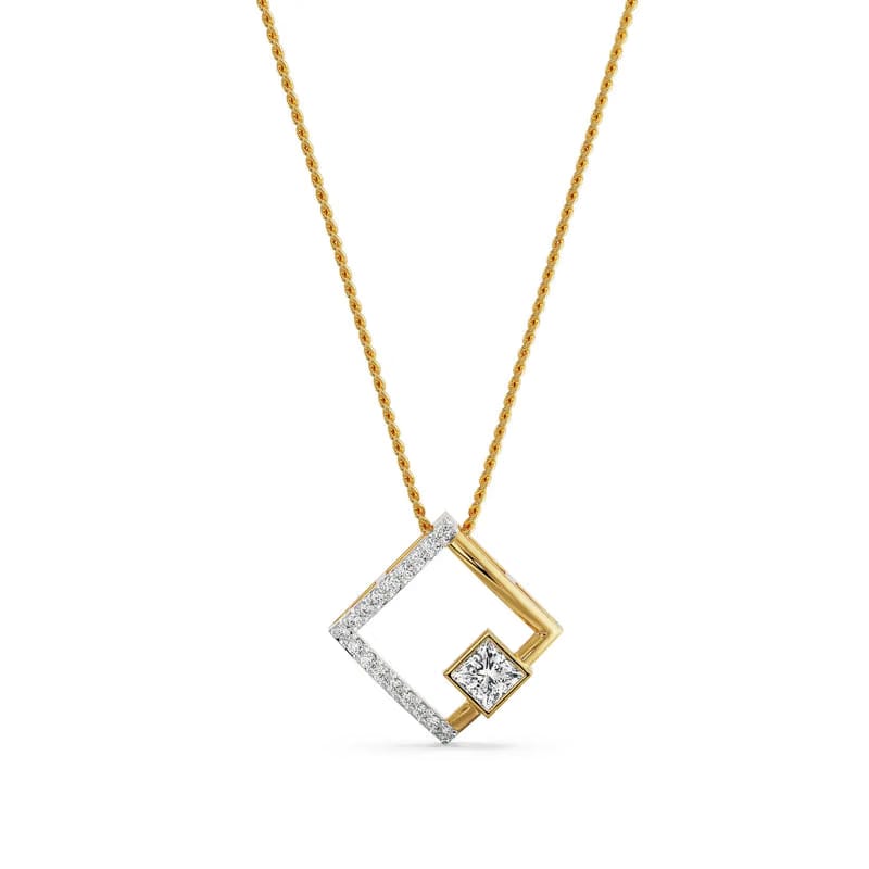 Princess Cut Diamond Pendant 9KT