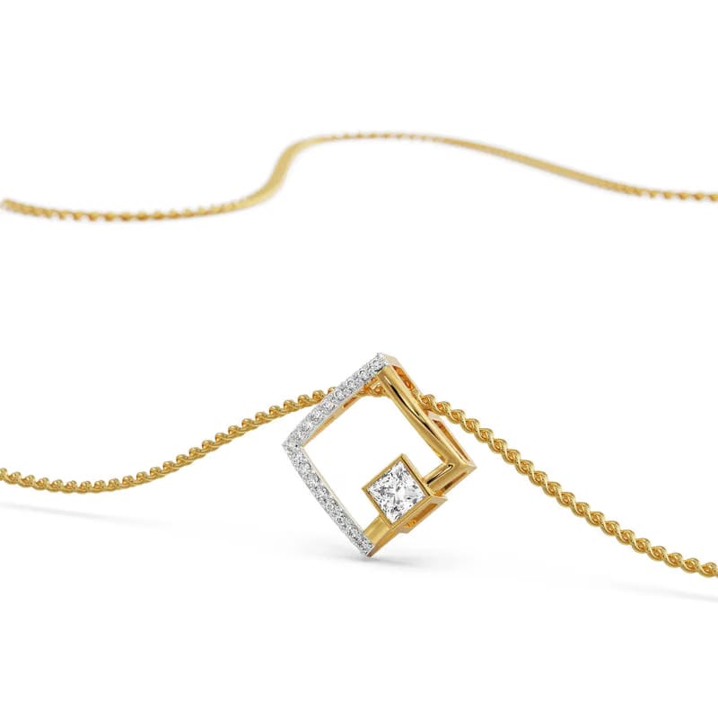 Princess Cut Diamond Pendant 9KT