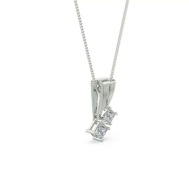Princess Lab Diamond Pendant Set
