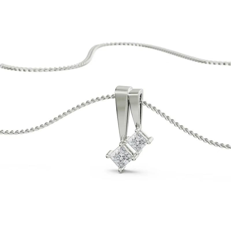 Princess Lab Diamond Pendant Set