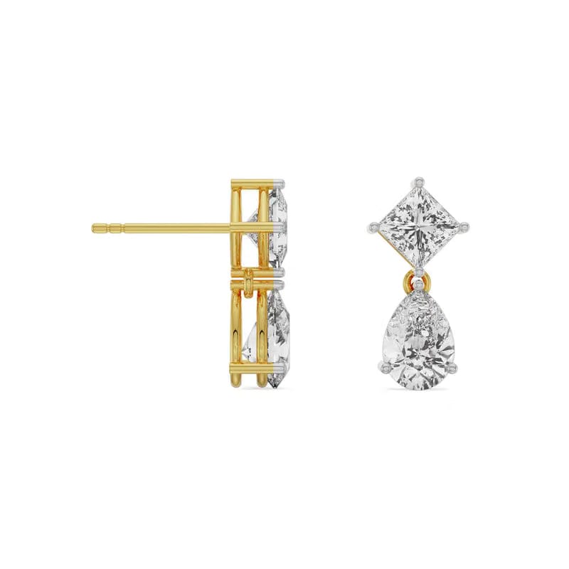 Princess Pear Lab Grown Diamond Drop Earrings