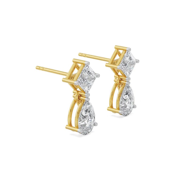 Princess Pear Lab Grown Diamond Drop Earrings