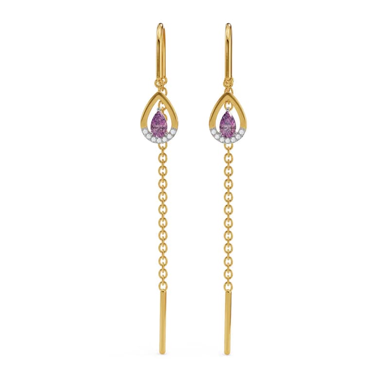 Purple Gemstone Lab Diamond Suidhaga Earrings