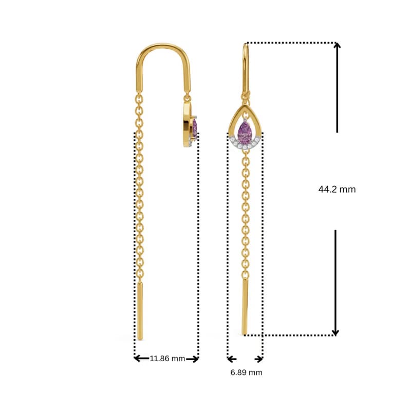 Purple Gemstone Lab Diamond Suidhaga Earrings
