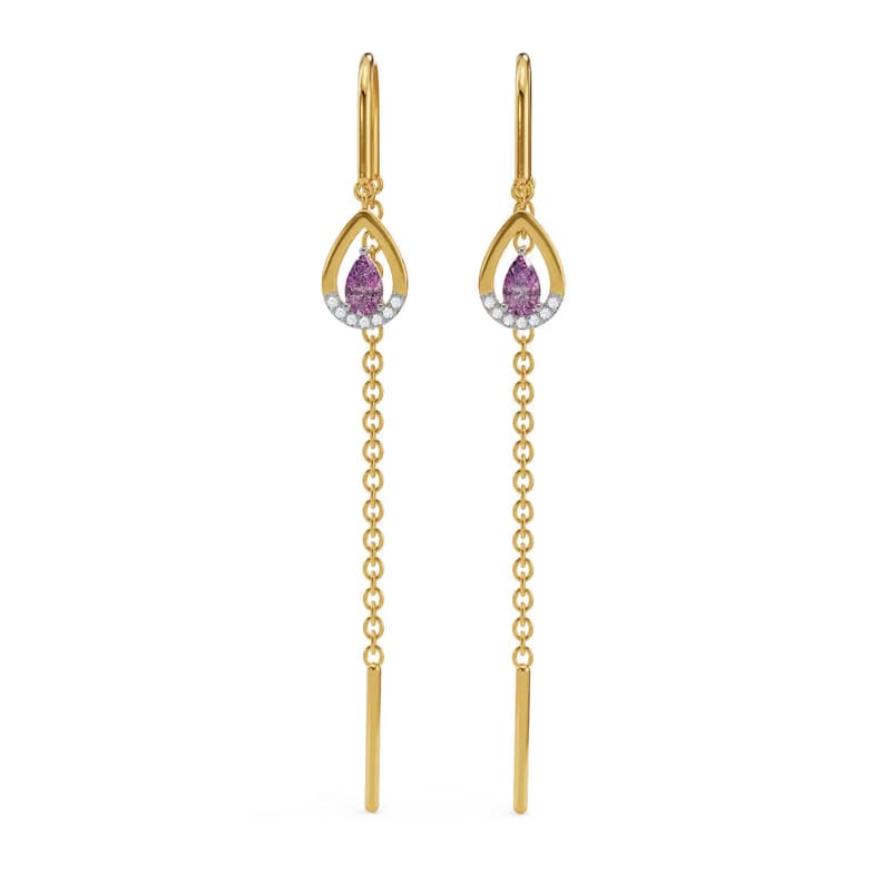 Purple Gemstone Lab Diamond Suidhaga Earrings 9KT
