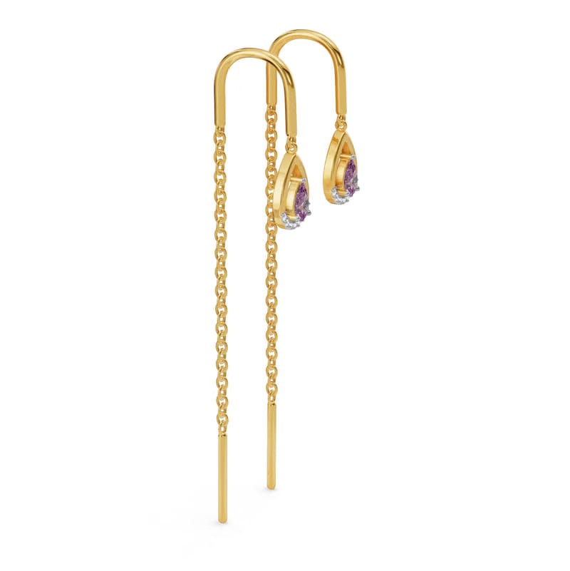 Purple Gemstone Lab Diamond Suidhaga Earrings 9KT
